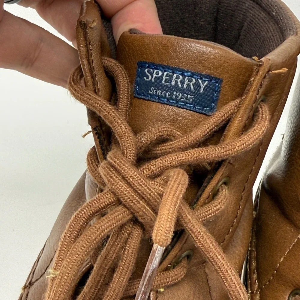 Sperry Port Boot Size‎ 4M Brown Black Duck Boots Lace Up All Weather Boys Youth